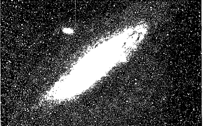 The Andromeda galaxy. Promethium has been observed in the spectra of some stars in this galaxy.
