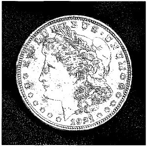 A small percent of silver produced in the United States is used for coins. The old "Peace" silver dollar, shown here, was minted from 1921 to 1935.