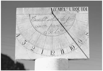 A sundial indicates time based on the position of the Sun.