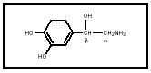 Figure 1. The structure of norepinephrine. Carbon atoms of the side chain are labeled.