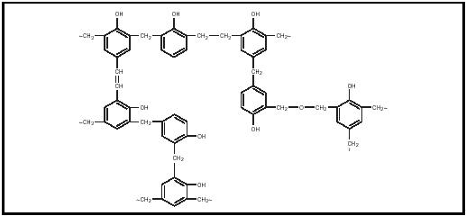 Figure 1. Structure of the phenol-formaldehyde polymer.