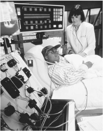 A young patient receiving a chemotherapy treatment.