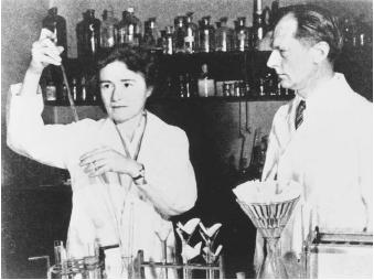 American biochemists Gerty Therese Radnitz Cori and Carl Ferdinand Cori, corecipients of the 1947 Nobel Prize in physiology or medicine, "for their discovery of the course of the catalytic conversion of glycogen."
