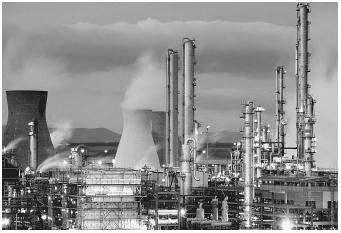 Most organic compounds such as those manufactured at this petrochemical plant, are derived from petroleum.