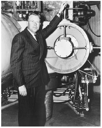 American physicist Ernest Orlando Lawrence, recipient of the 1939 Nobel Prize in physics, "for the invention and development of the cyclotron and for results obtained with it, especially with regard to artificial radioactive elements."