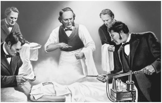 British surgeon Joseph Lister (center), inventor of antiseptic surgery.