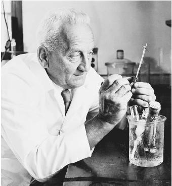 Hungarian scientist Albert von Szent-Györgyi, recipient of the 1937 Nobel Prize in physiology or medicine, "for his discoveries in connection with the biological combustion processes, with special reference to vitamin C and the catalysis of fumaric acid."