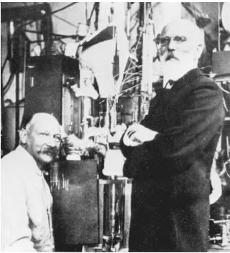 Dutch physicist Johannes Diderik van der Waals (right), recipient of the 1910 Nobel Prize in physics, "for his work on the equation of state for gases and liquids."